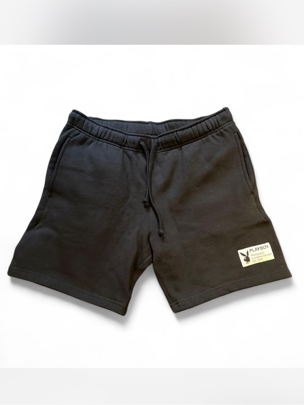 PLAYBOY Black Athletic Drawstring Shorts with Logo Patch